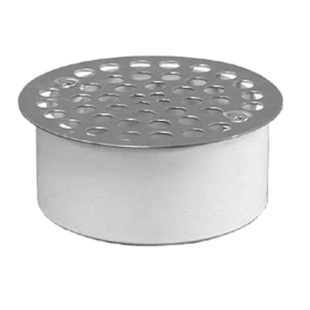 Jones Stephens 4in. PVC Snap-in Drain with 4-1/2in. Stainless Steel Round Strainer D54004